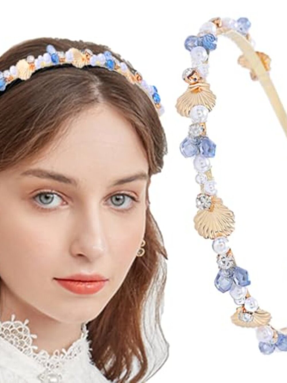 Gold Starfish Headbands Thin Pearl Headband Crystal Hair Band Rhione Hair Hoop